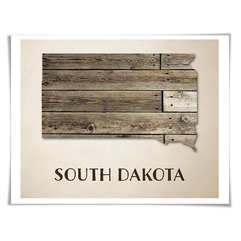 South Dakota Map Art Print. 5 Sizes. Travel Poster. Custom State. USA Map. Rustic Art Home Decor.