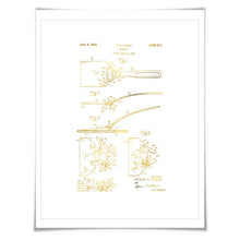 Spatula Patent Drawing Illustration Gold Foil Art Print. 7 Foil Colours. Vintage Poster Cooking Baking Kitchen Chef