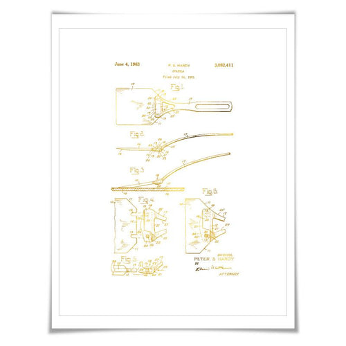 Spatula Patent Drawing Illustration Gold Foil Art Print. 7 Foil Colours. Vintage Poster Cooking Baking Kitchen Chef