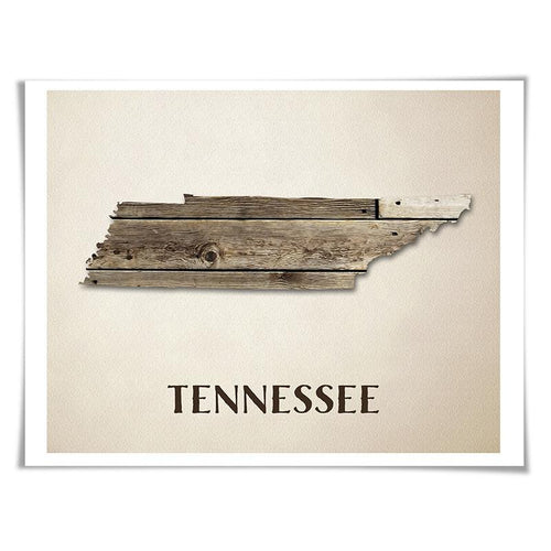 Tennessee Map Art Print. 5 Sizes. Travel Poster. Custom State. USA Map. Rustic Art Home Decor.