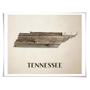 Tennessee Map Art Print. 5 Sizes. Travel Poster. Custom State. USA Map. Rustic Art Home Decor.