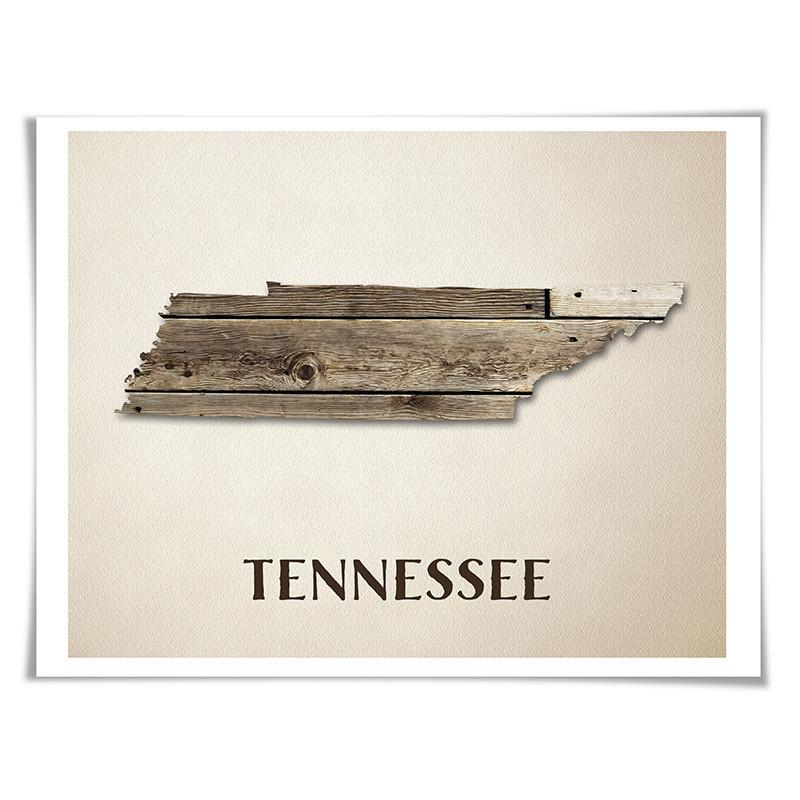 Tennessee Map Art Print. 5 Sizes. Travel Poster. Custom State. USA Map. Rustic Art Home Decor.