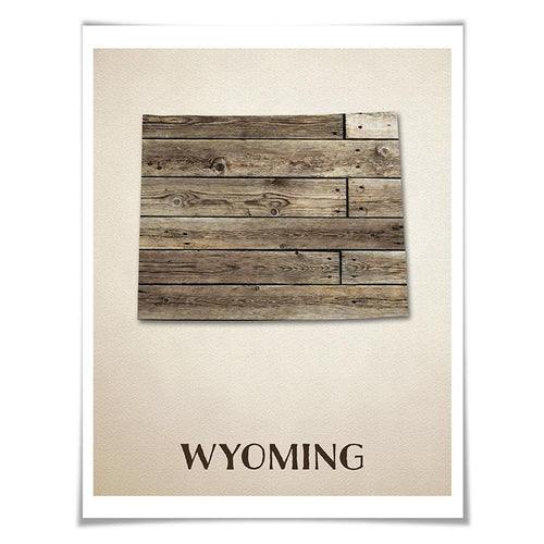 Wyoming Map Art Print. 5 Sizes. Travel Poster. Custom State. USA Map. Rustic Art Home Decor.
