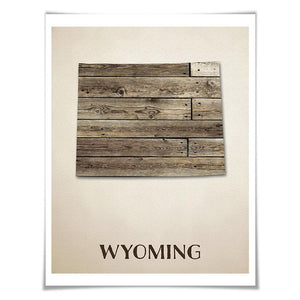 Wyoming Map Art Print. 5 Sizes. Travel Poster. Custom State. USA Map. Rustic Art Home Decor.