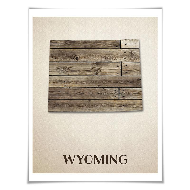 Wyoming Map Art Print. 5 Sizes. Travel Poster. Custom State. USA Map. Rustic Art Home Decor.